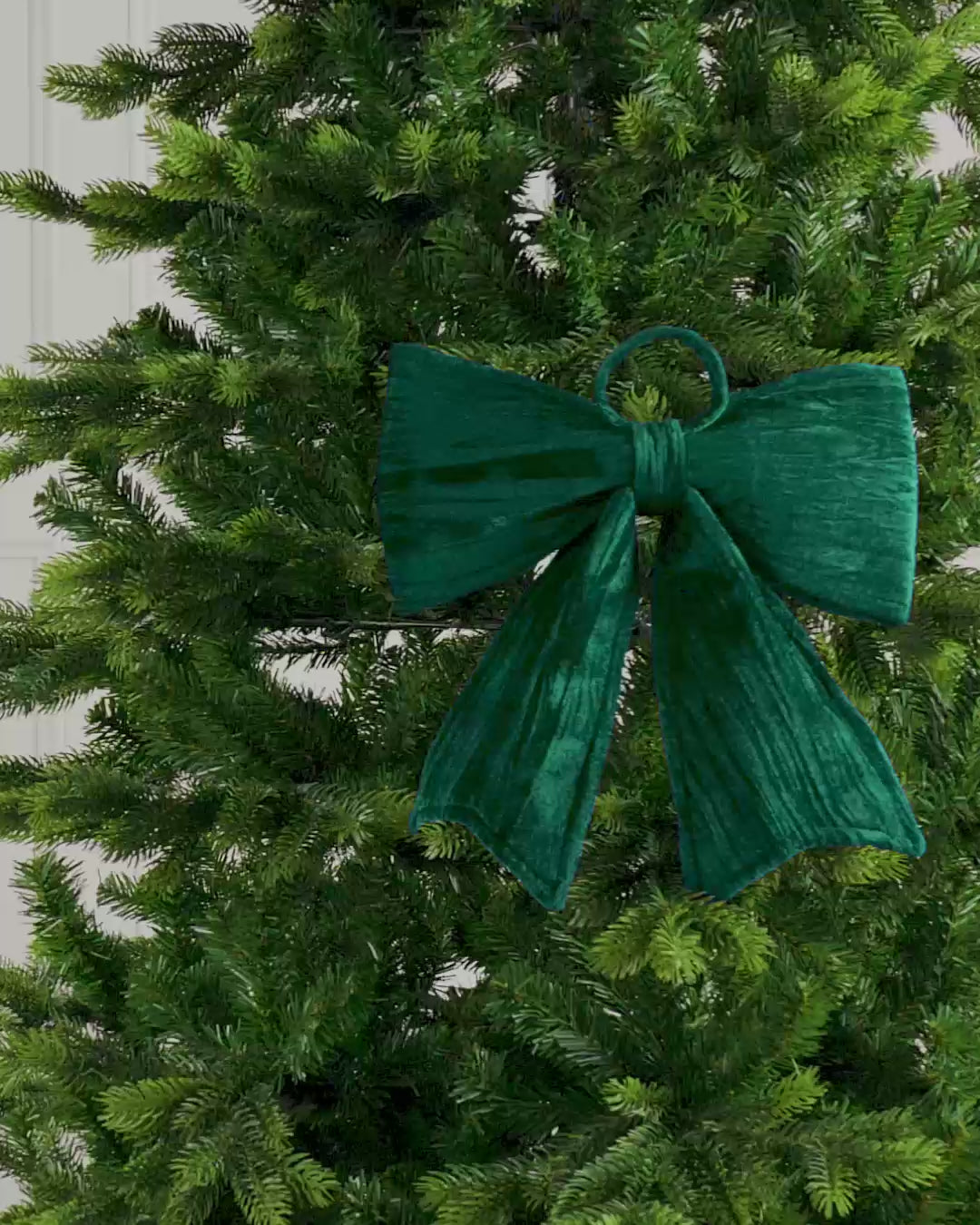 Load video: Vintage Velvet Christmas Bow, Sage Green, 30 cm