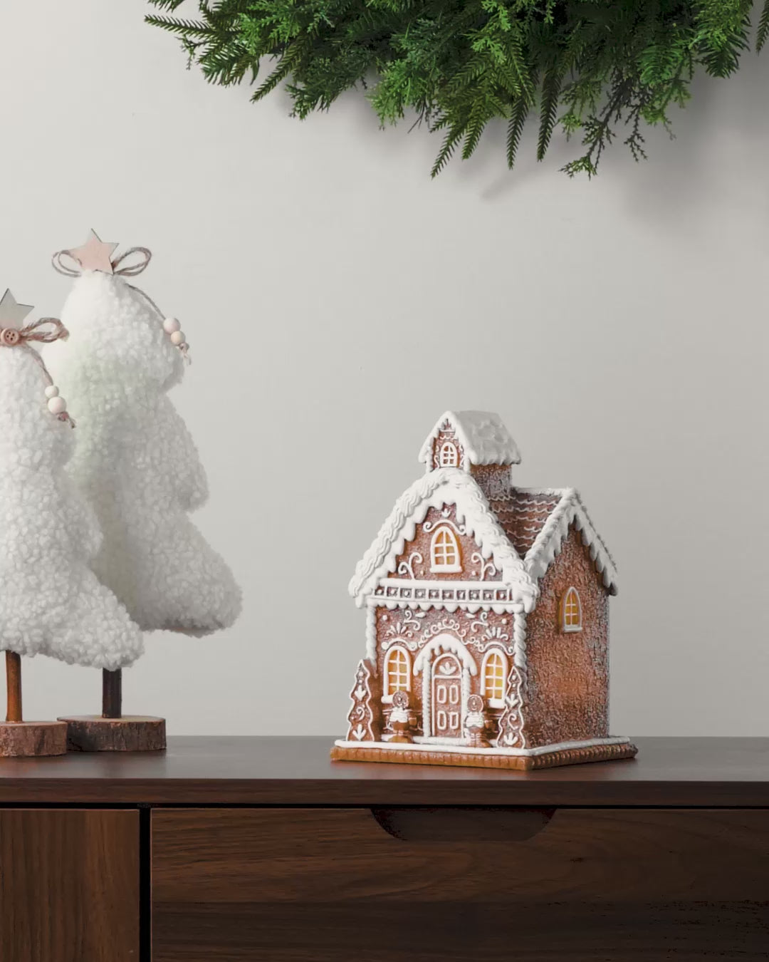 Load video: Pre-Lit Gingerbread House, 22 cm