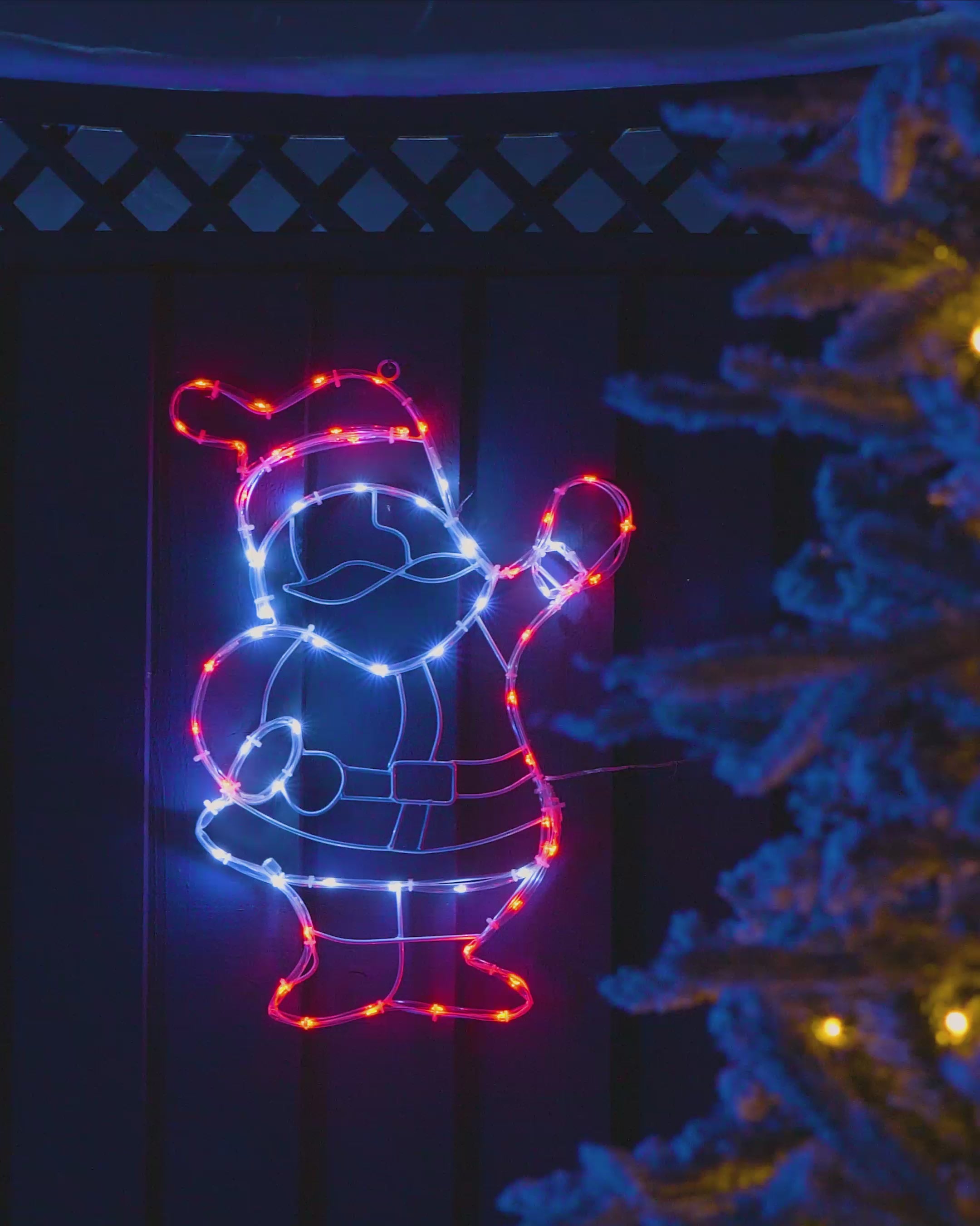 Load video: Pre-Lit Waving Santa, Silhouette, 51 cm