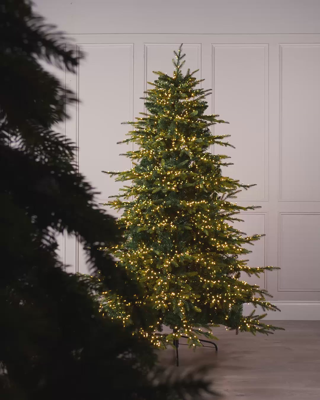 Load video: Pre-Lit Highland Fir Christmas Tree, 7ft