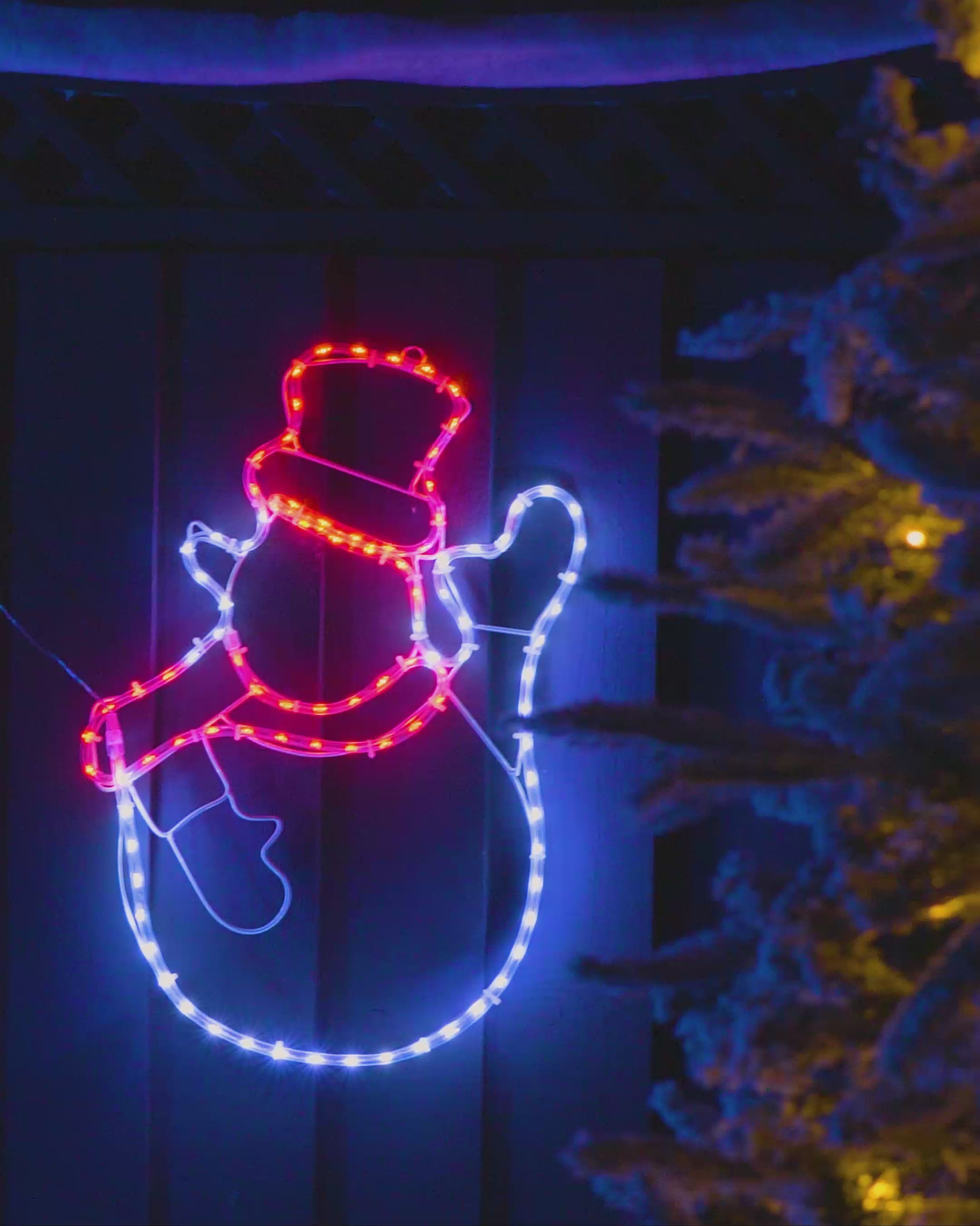 Load video: Pre-Lit Waving Snowman, Silhouette, 51 cm