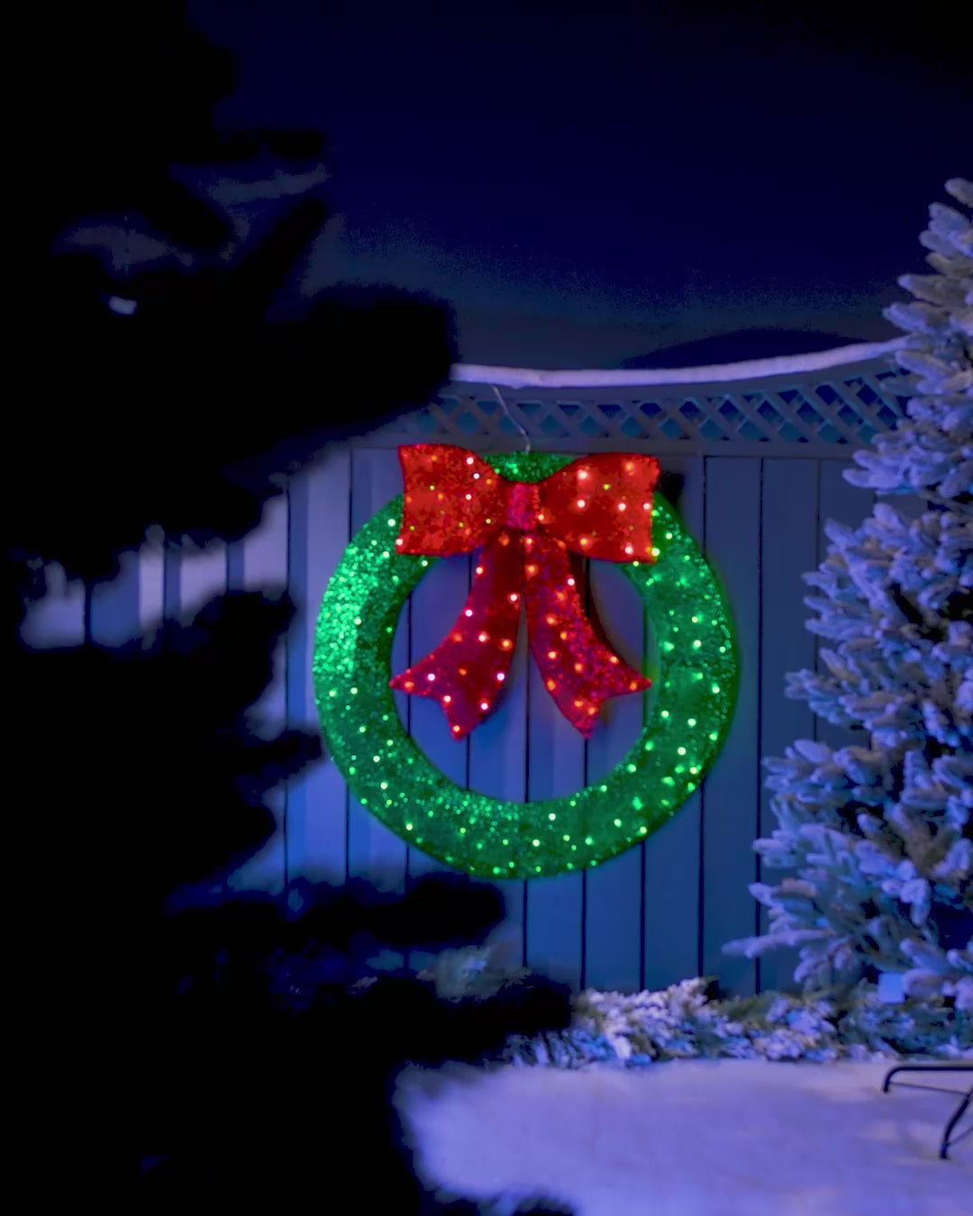 Load video: Pre-Lit 3D Wreath Silhouette, 85 cm