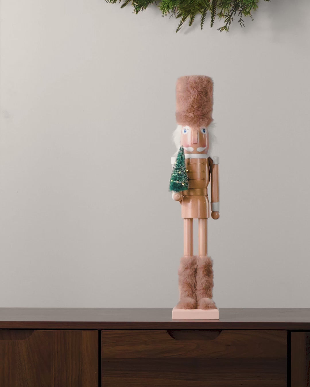Load video: Pre-Lit Wooden Nutcracker, 50 cm