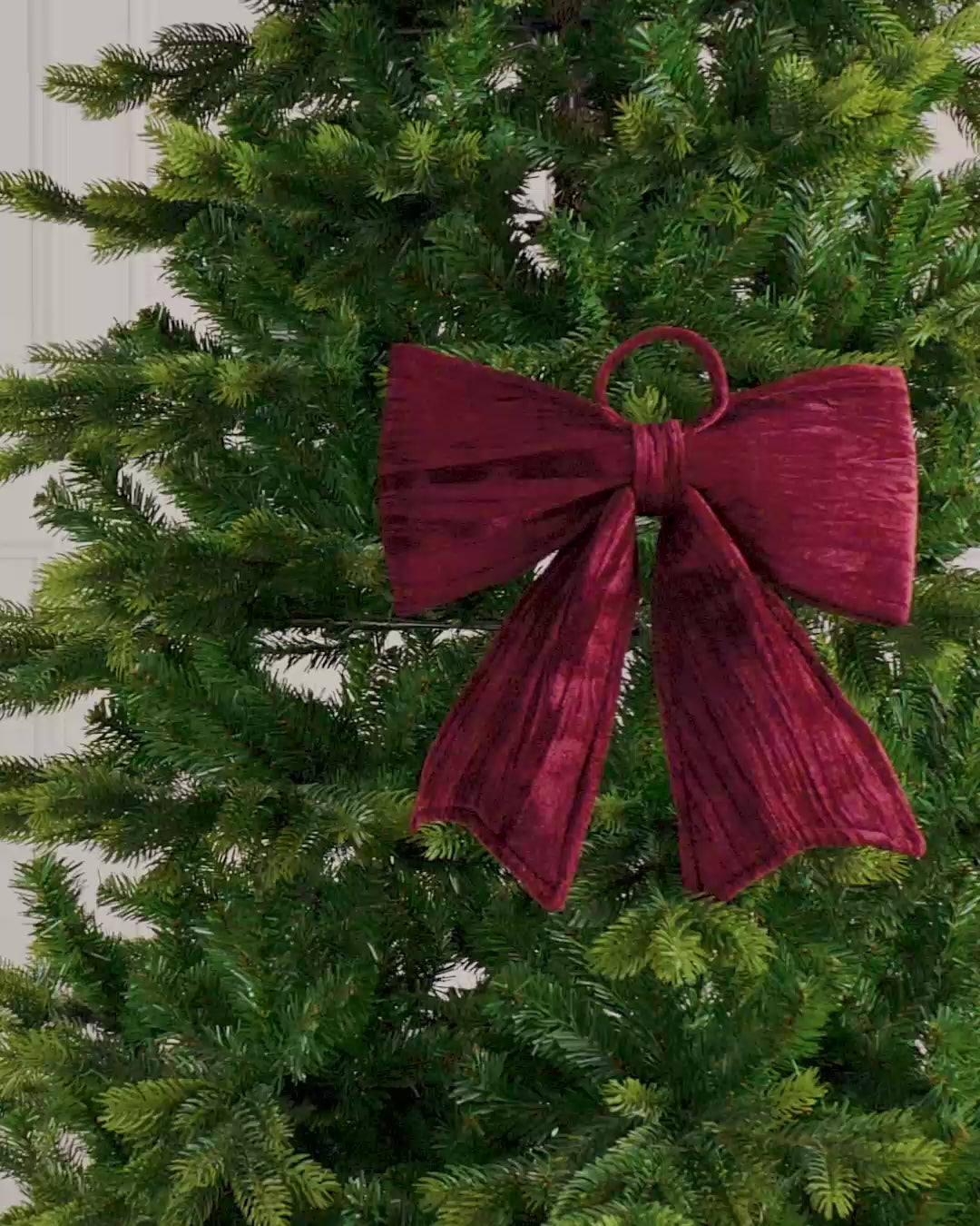Load video: Vintage Velvet Christmas Bow, Burgundy, 30 cm