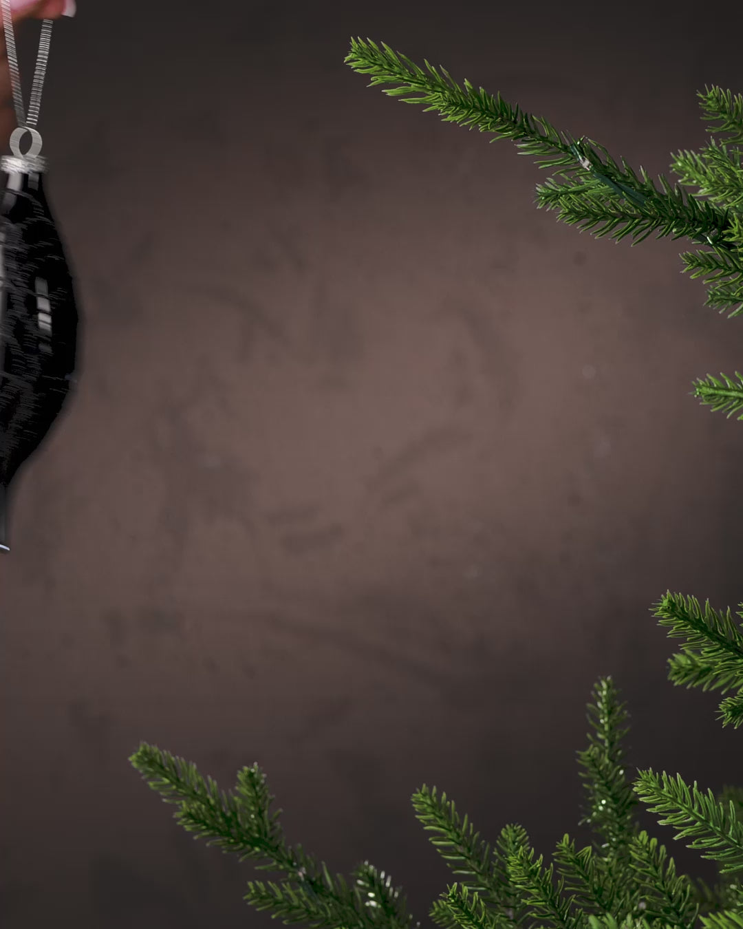 Load video: Set of 5 Large Glass Teardrop Baubles, Black, 15 cm