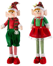 Set of 2 standing elf figurines, 60 cm, on a white background
