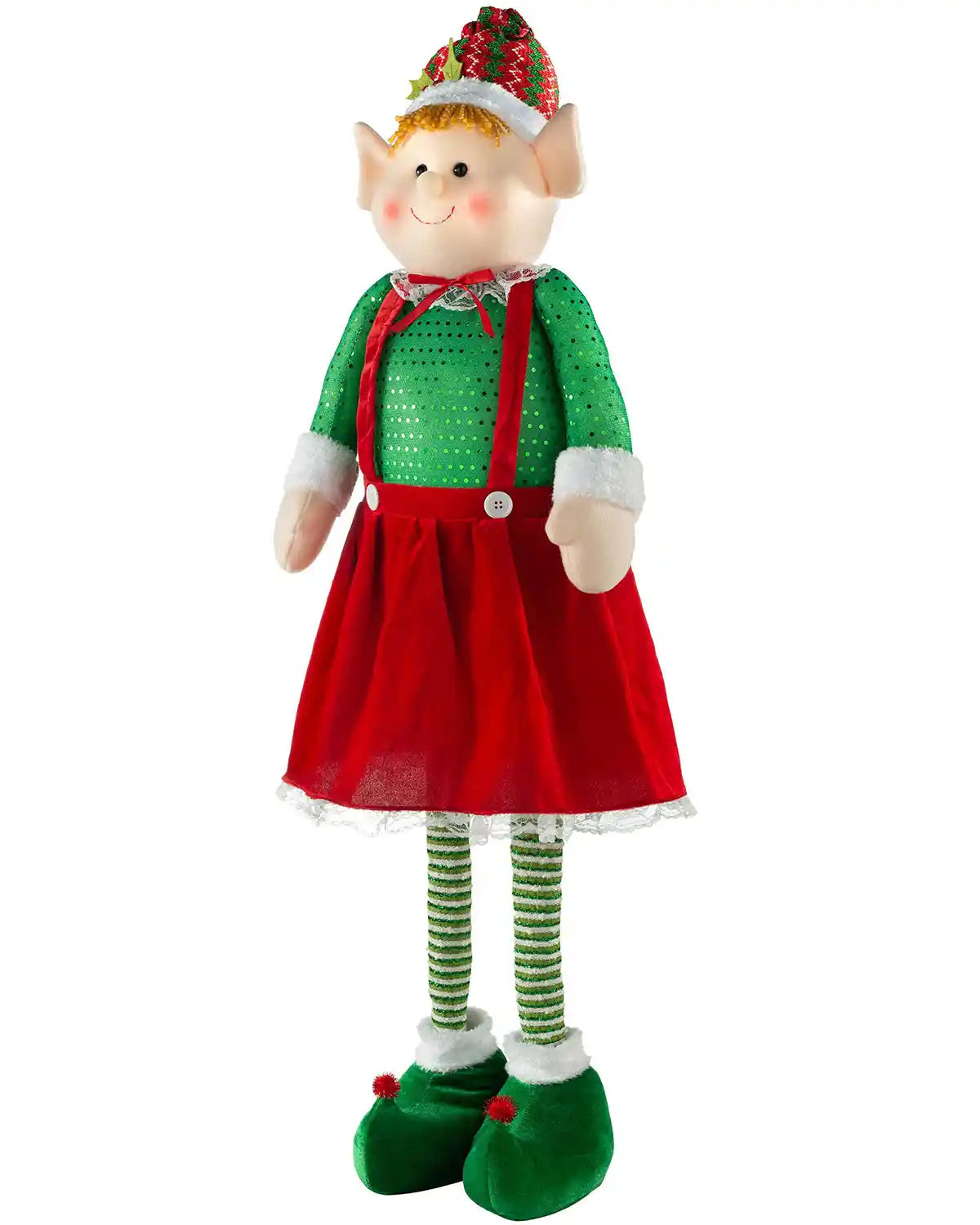 Standing elf girl figurine with extendable legs on a white background