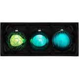 Emerald Glass Baubles, 3 Pack, 13 cm