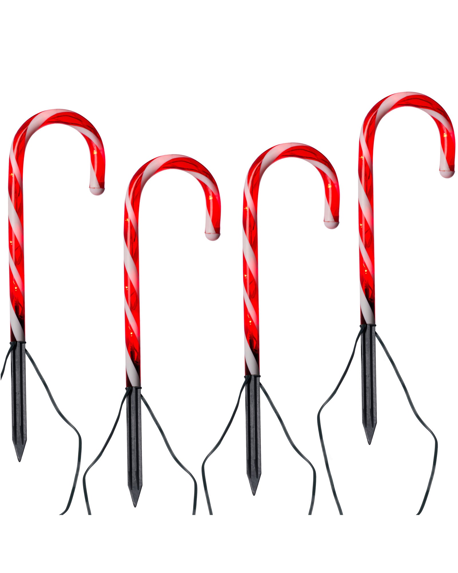 Set of 4 Connectable Candy Cane Pathway Lights, 38 cm