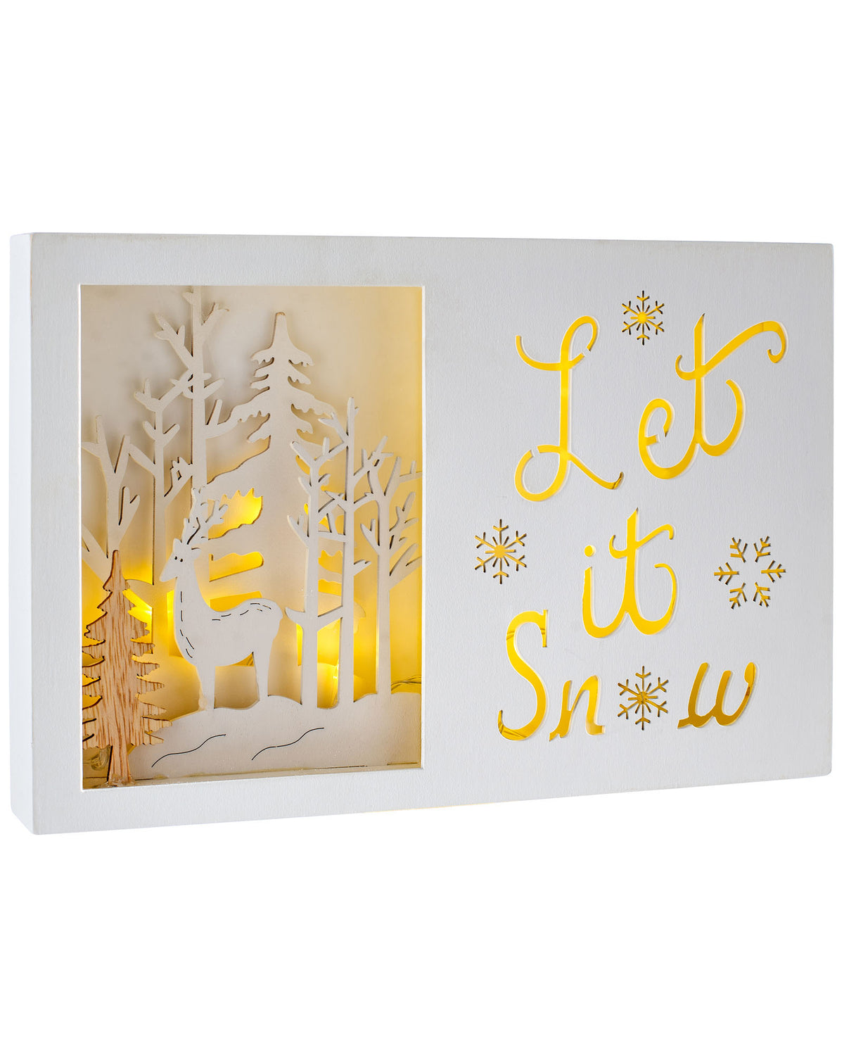 Let it Snow Winter Scene, White, 30 cm