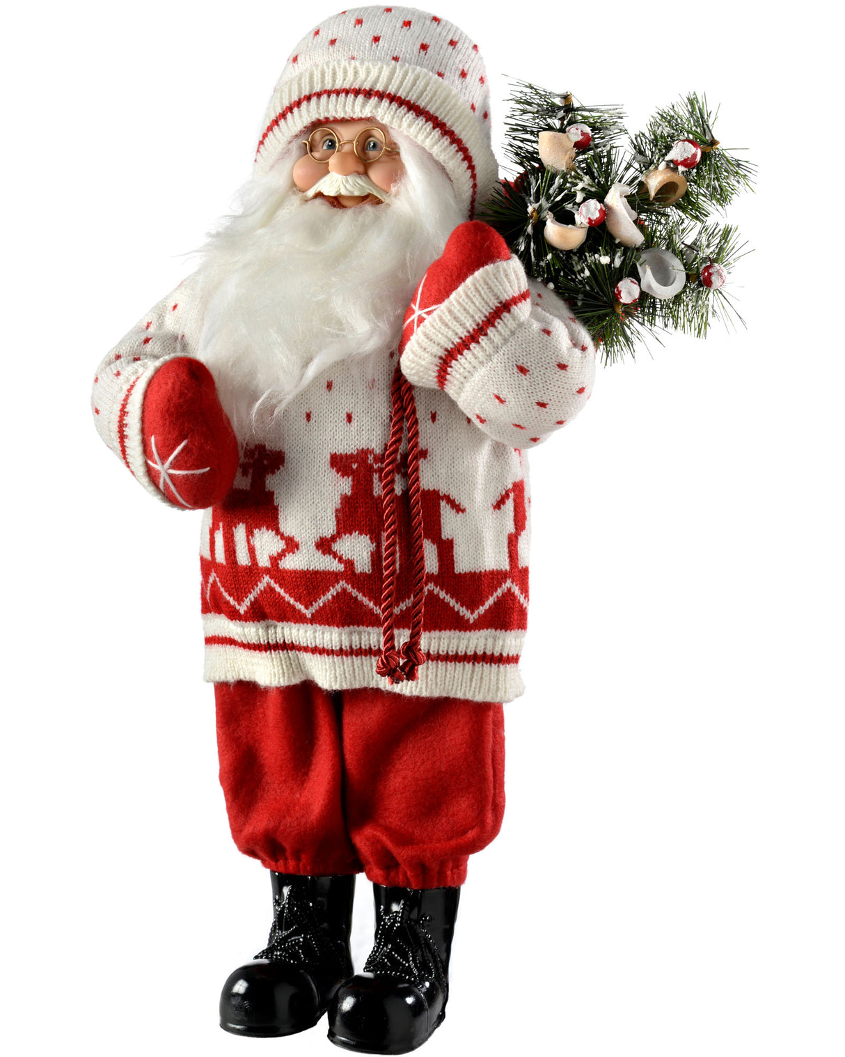 Knitted Santa Figurine, Red/White, 47 cm