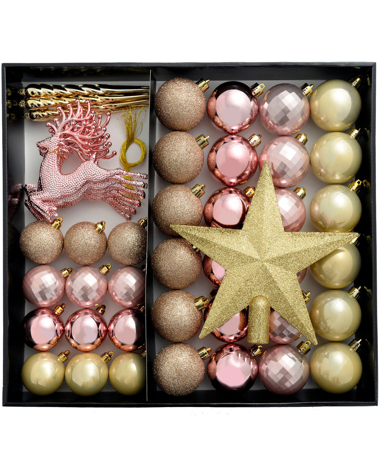Pink/Champagne Shatterproof Baubles Set, 50 Pack