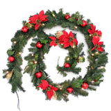 Pre-Lit Decorated Garland, Red/Gold, 9 ft