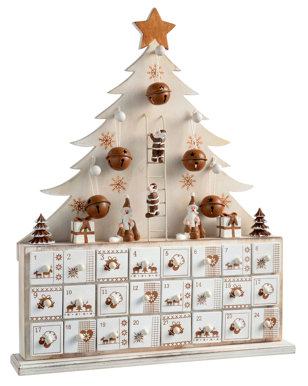 Wooden Christmas Tree Advent Calendar, Copper, 40 cm