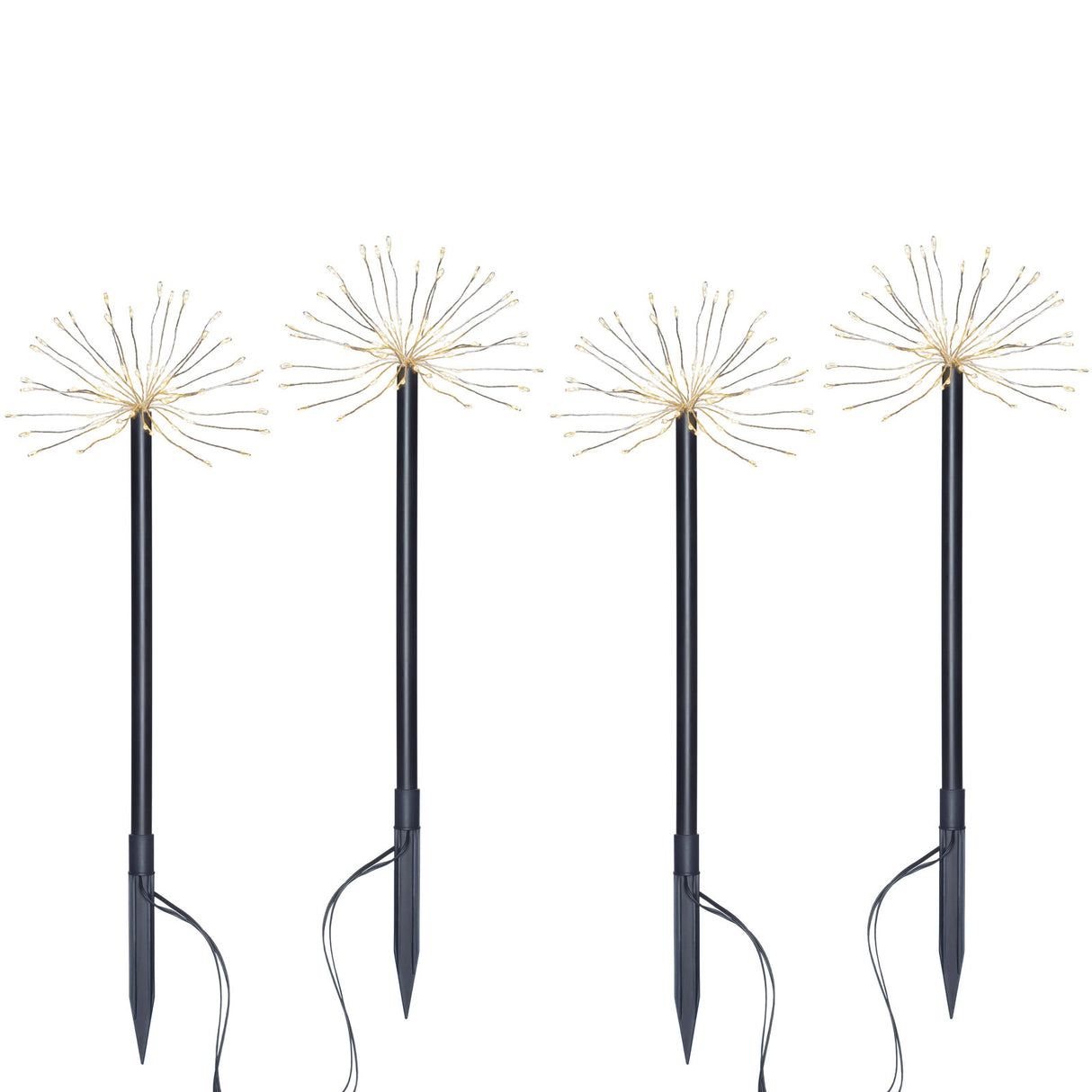 Set of 4 Exploding Firework Pathway Stake Lights, 44 cm