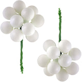 White Glass Berry Cluster Baubles, 5 pack
