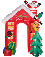 Pre-Lit Inflatable Santa House Arch, 8 ft