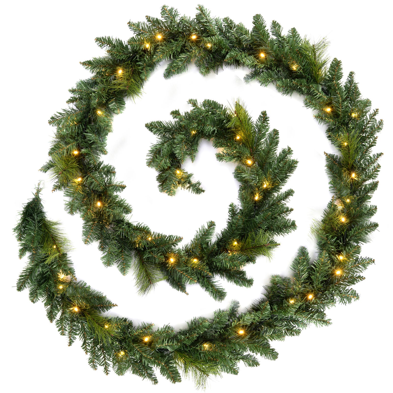 Pre-Lit Warm White LEDs Garland, 12 ft