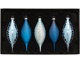Antarctica Blue Glass Baubles, 5 Pack, 15 cm