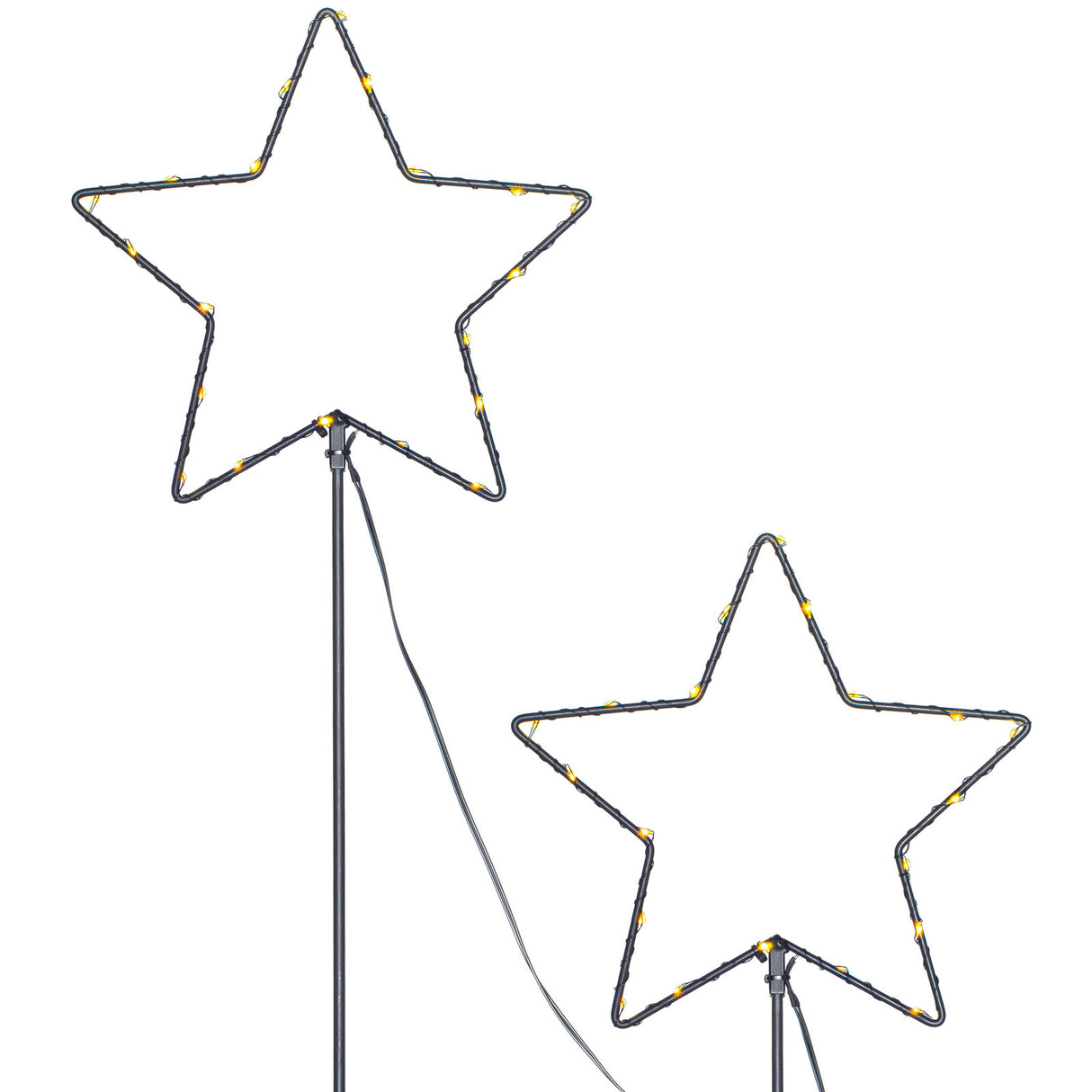 Set of 2 Pre-Lit Star Pathway Lights, 70 cm