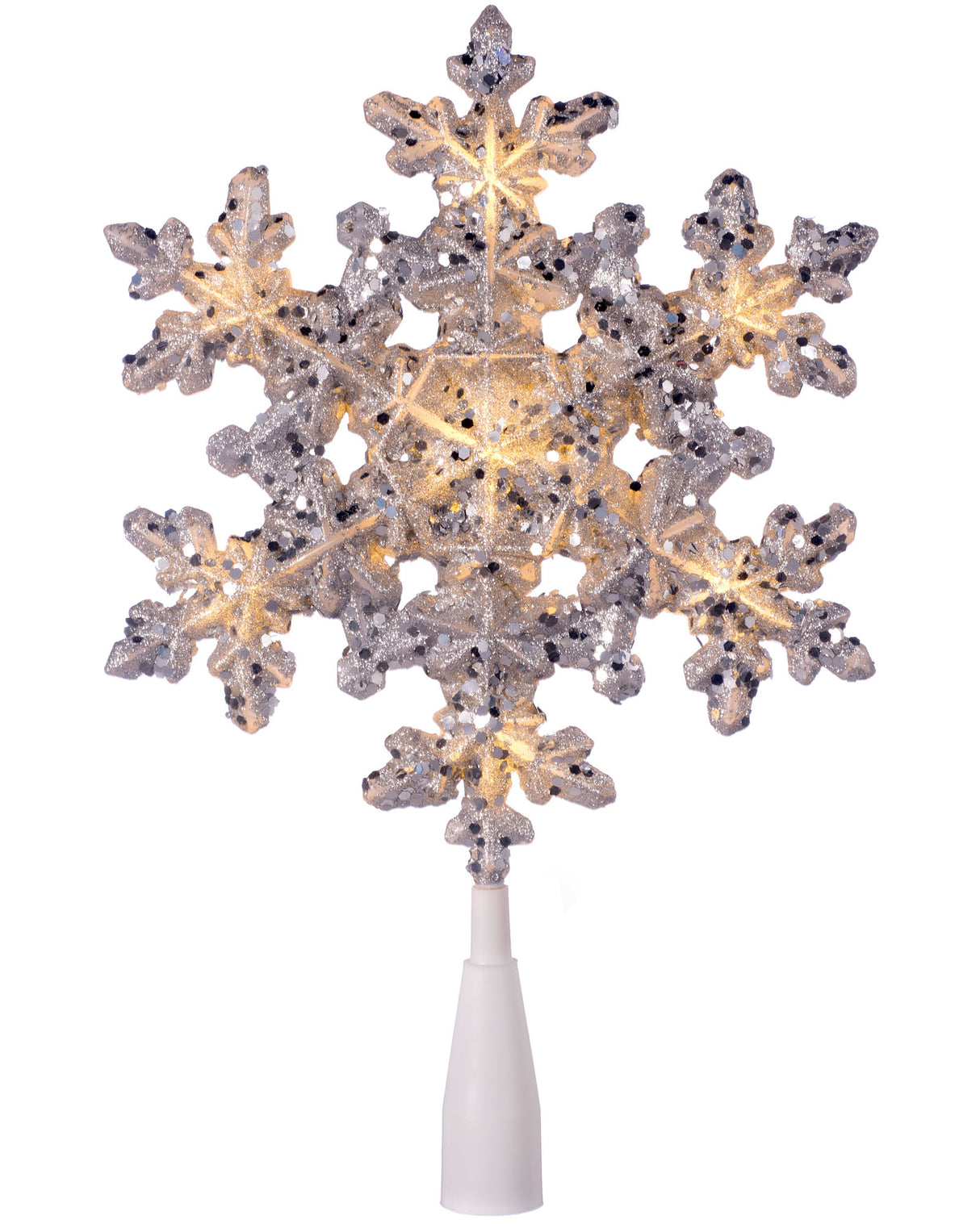 Pre-Lit Snowflake Christmas Tree Topper, Silver, 29 cm