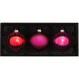 Ruby Glass Baubles, 3 Pack, 11 cm