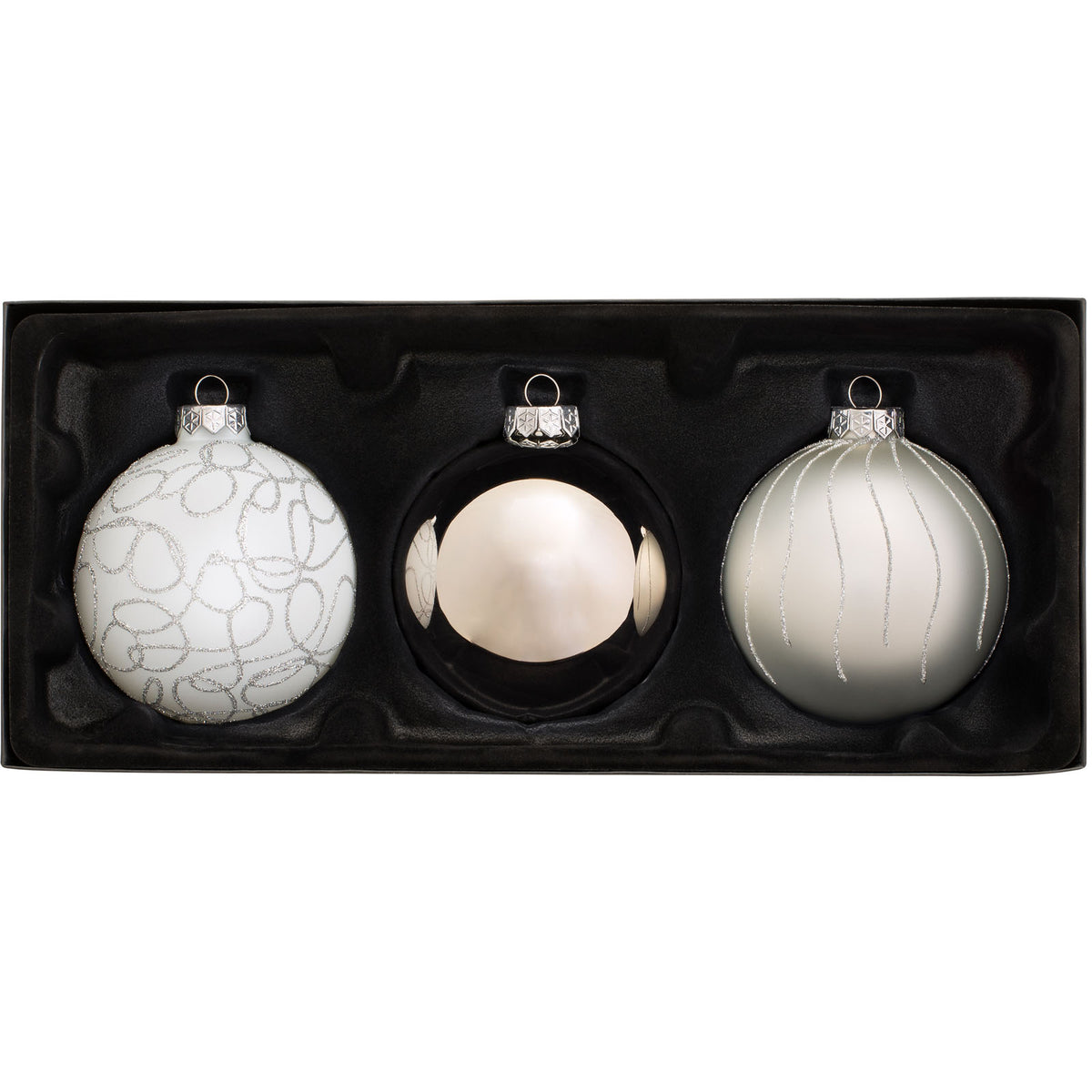 3 Moonbeam Glass Baubles, 10 cm