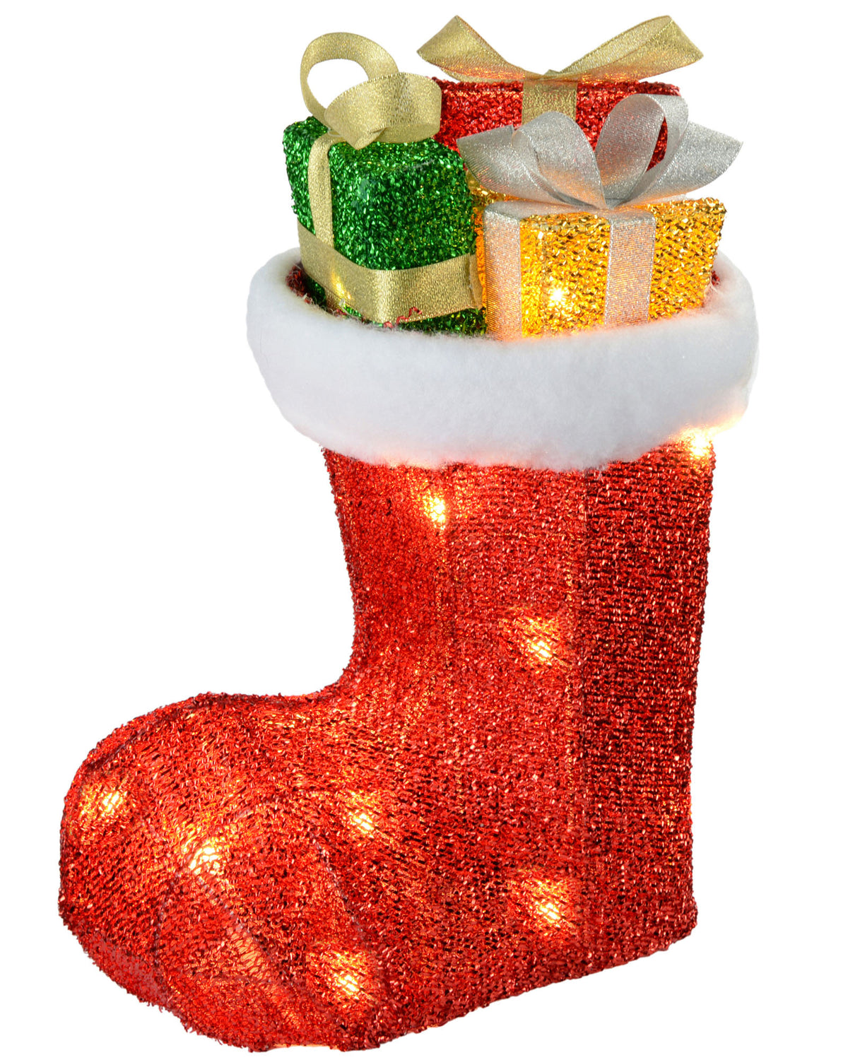 Pre-Lit Tinsel Stocking Silhouette, 31 cm