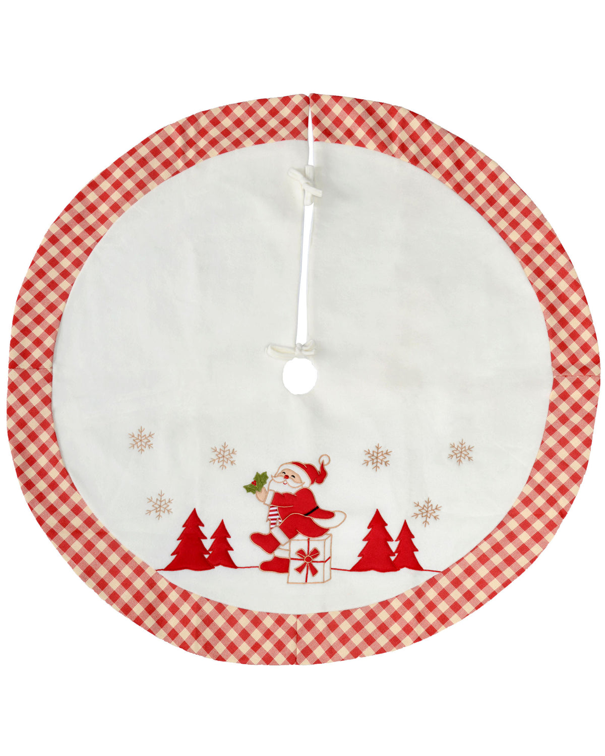 Santa Christmas Tree Skirt, Red/White, 107 cm