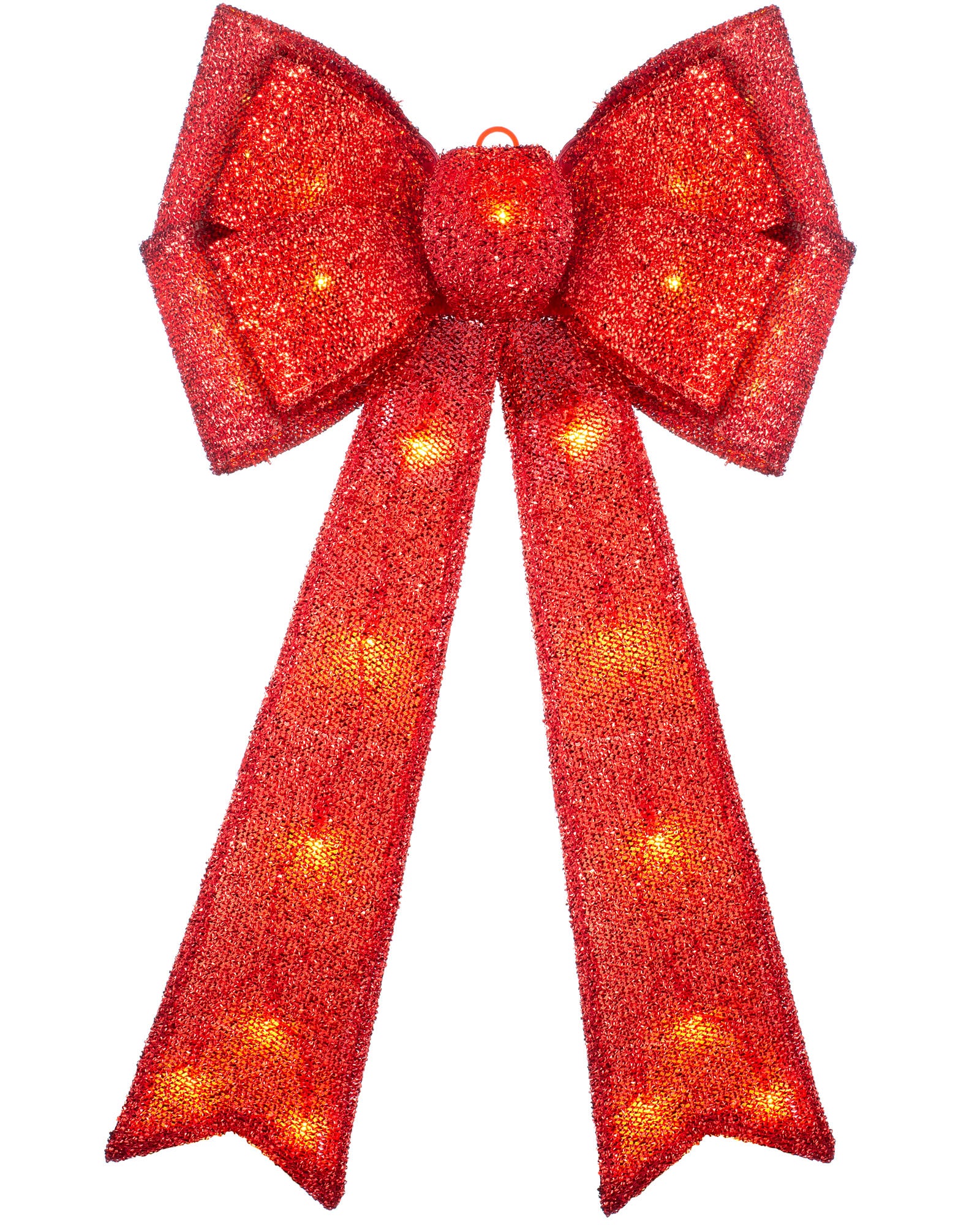 Pre-Lit Bow Tree Topper, Red, 60 cm