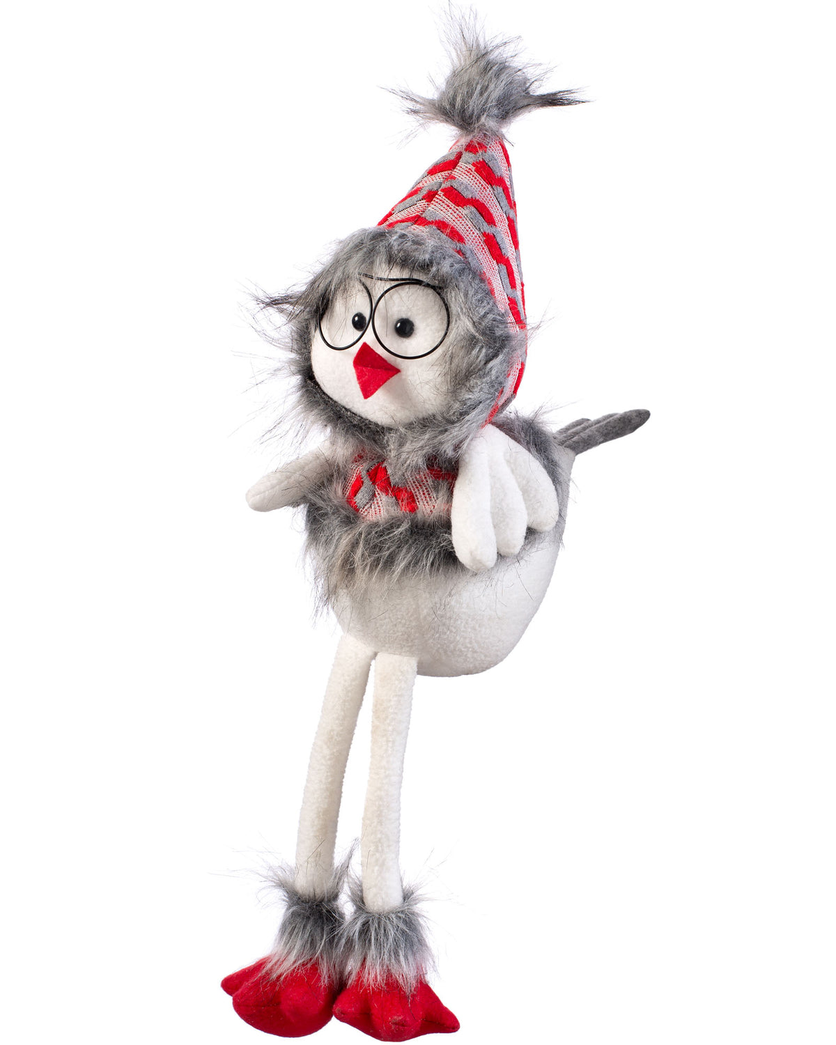 Sitting Chick Figurine, Red and Grey, 42 cm