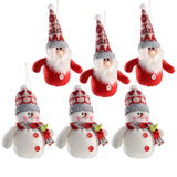 Santa & Snowman Hanging Decorations, 6 Pack, 15 cm