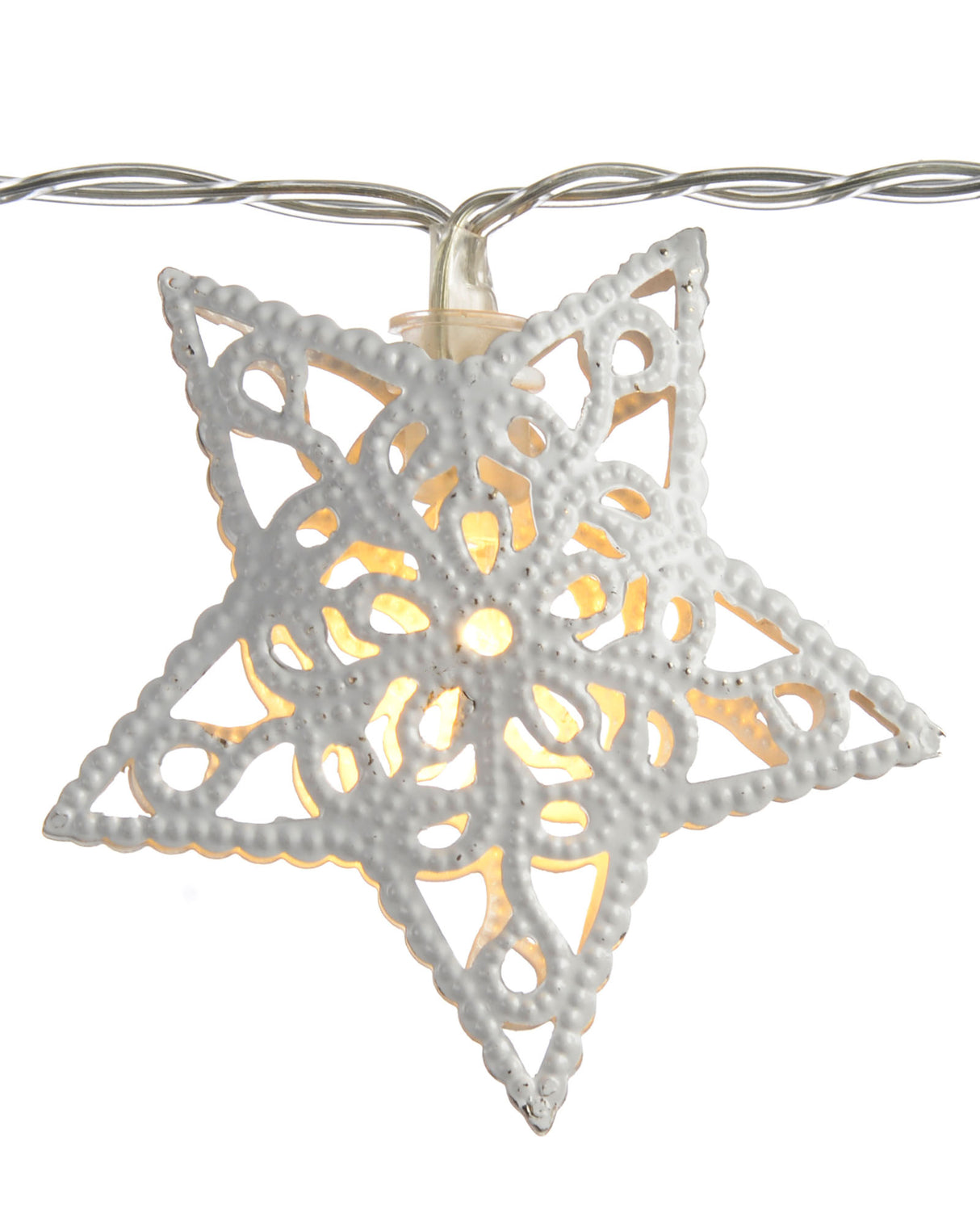 Battery Operated Star Light String Christmas Decoration with 10 White LED Lights - White