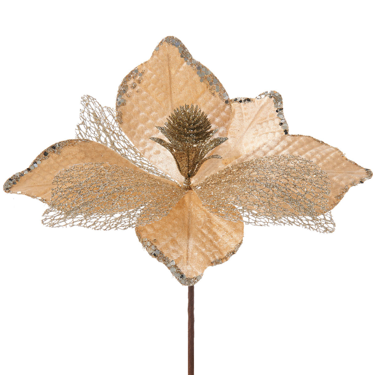 Artificial Magnolia Flower, Gold, 24 cm