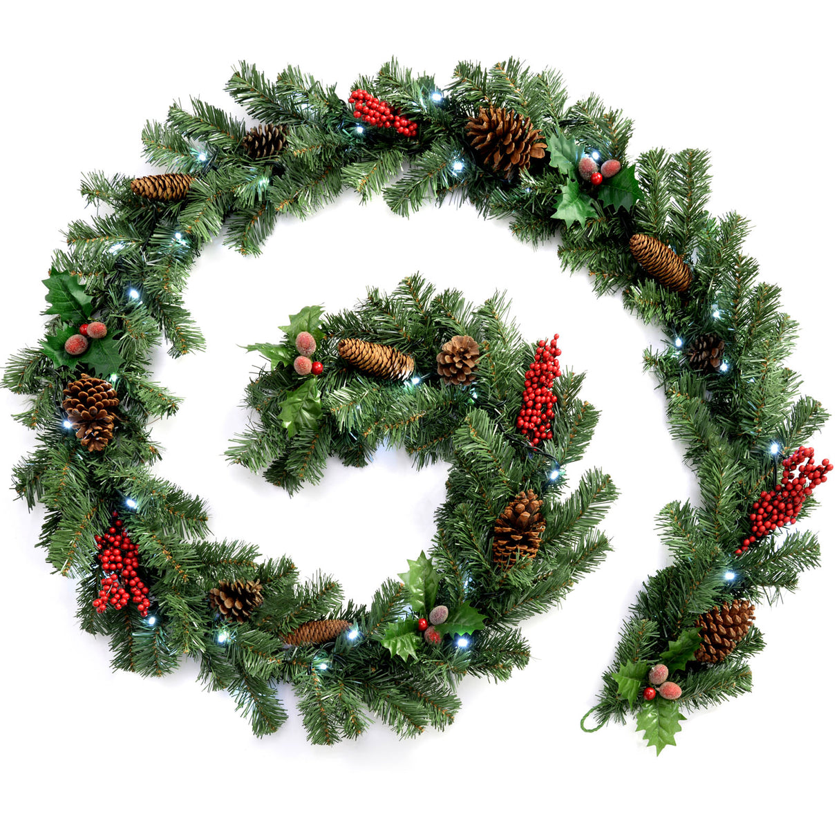 Pre-Lit Multi-Function Decorated Garland, 9 ft