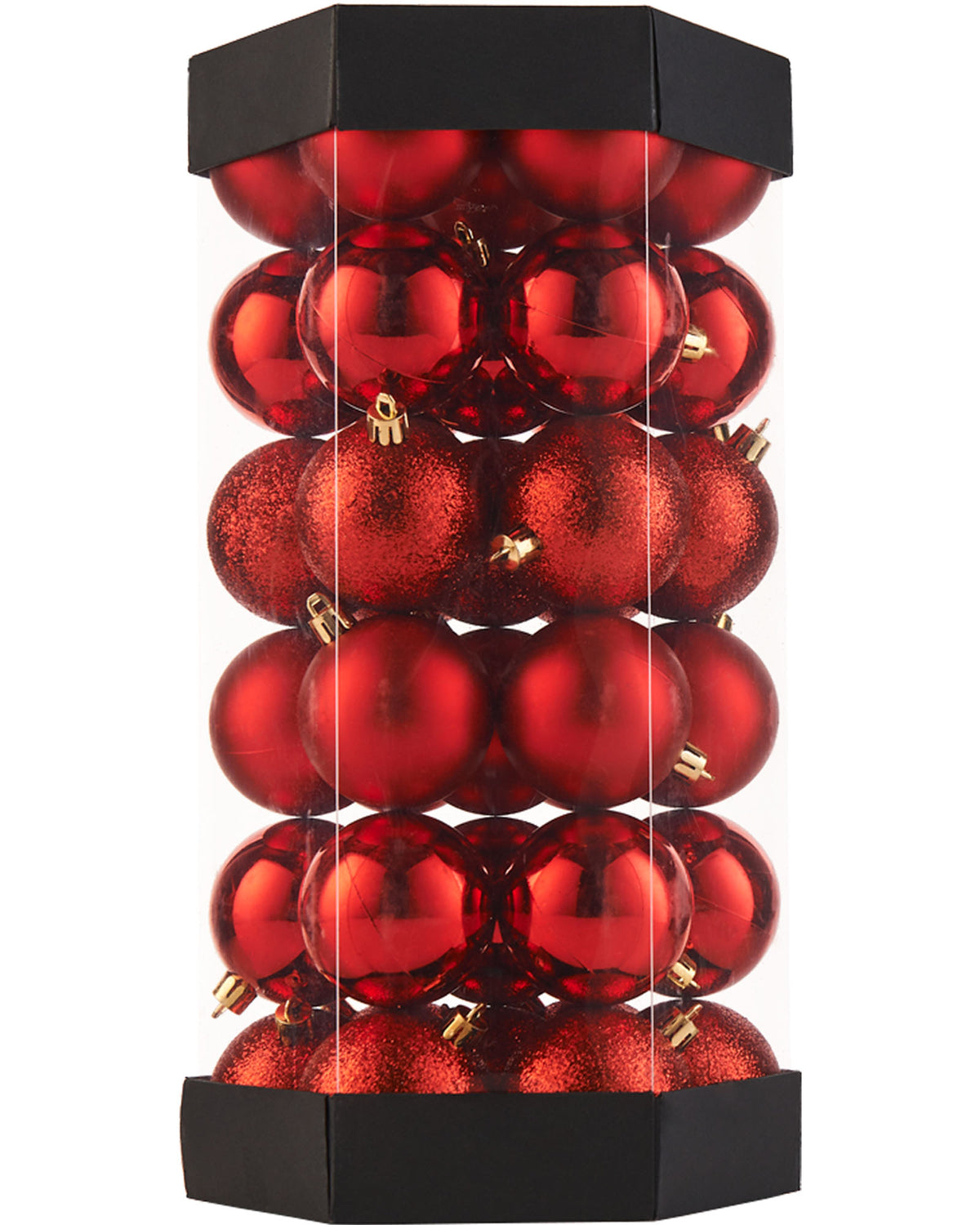 42 Red Shatterproof Baubles, 6 cm