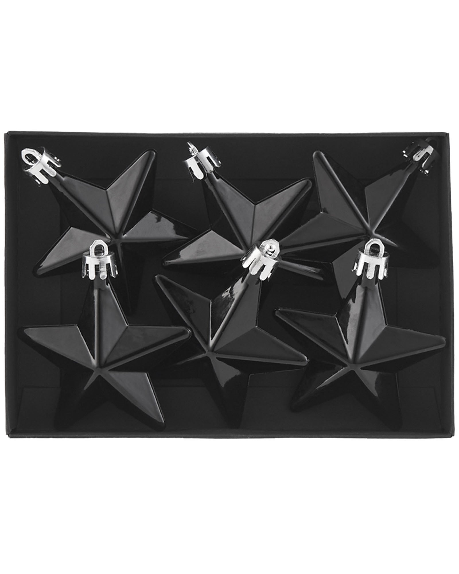 Six Hanging Stars, Black, 7.5 cm