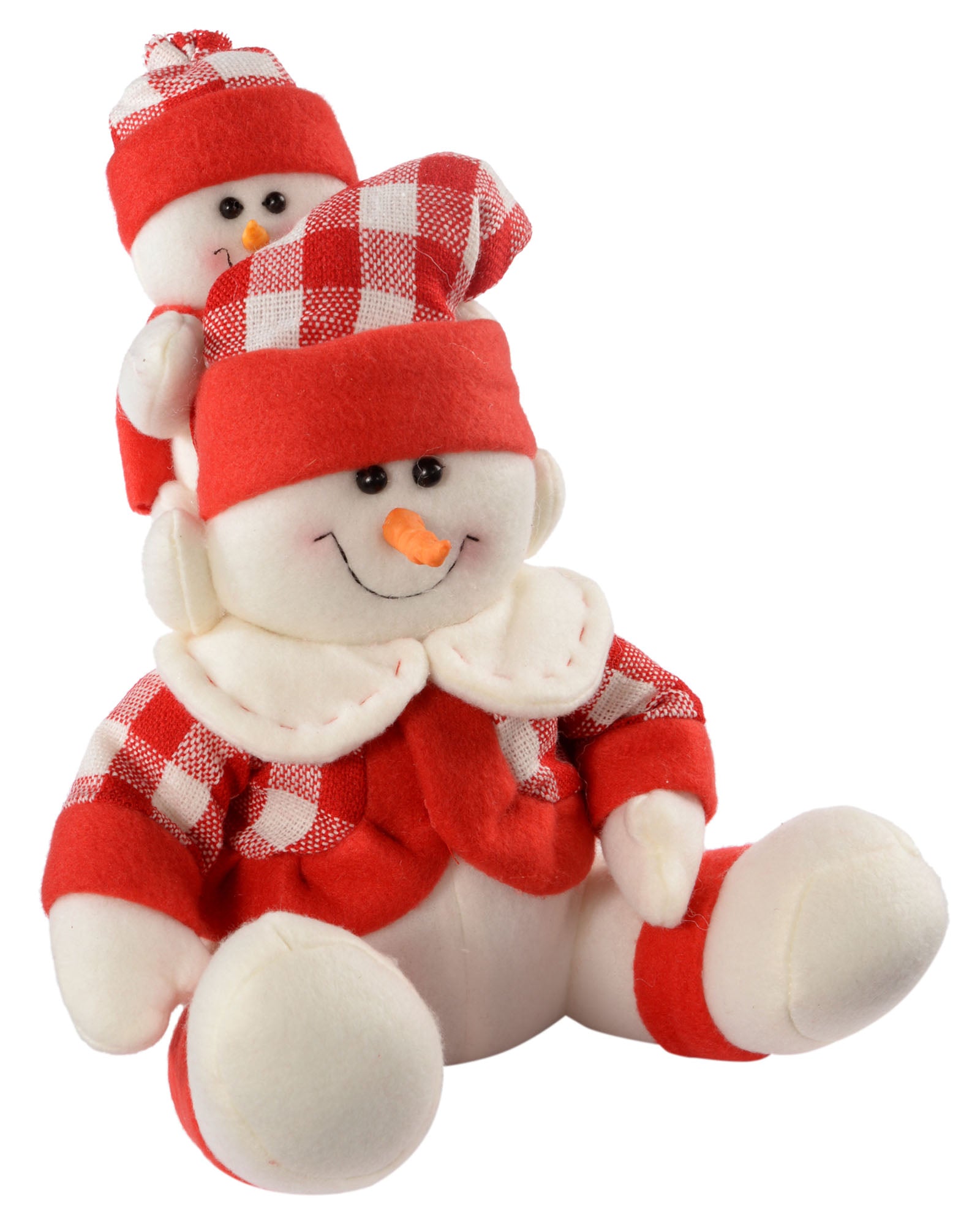 Set of 2 Sitting Snowmen Figurines, 25 cm