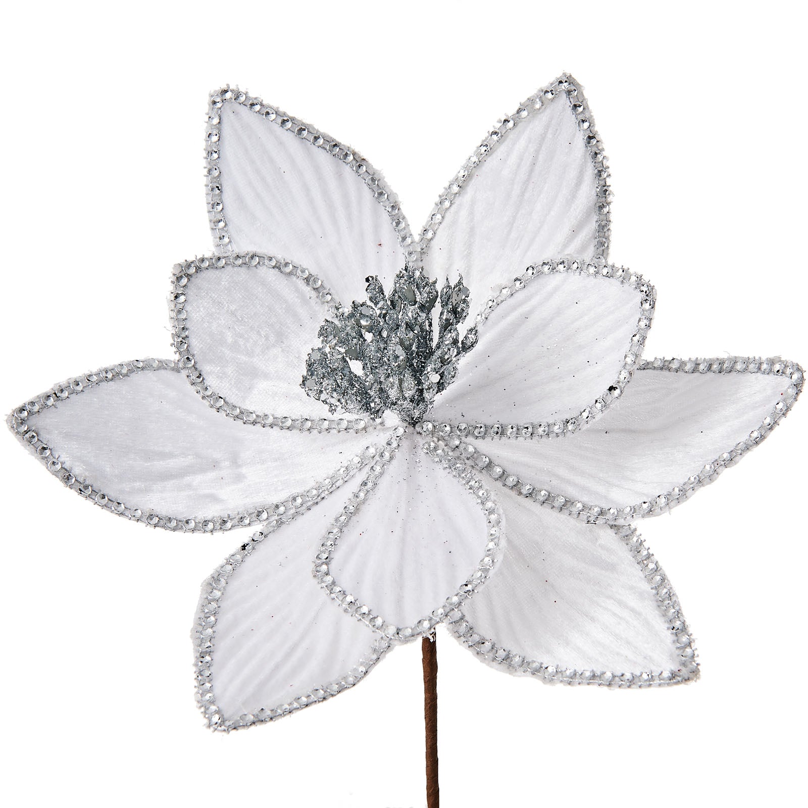 Artificial Poinsettia Flower, White, 24 cm