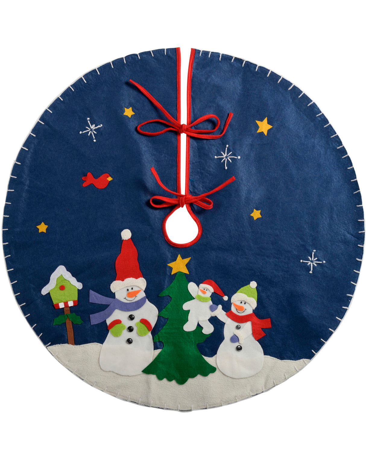 Snowman Christmas Tree Skirt, Blue, 90 cm