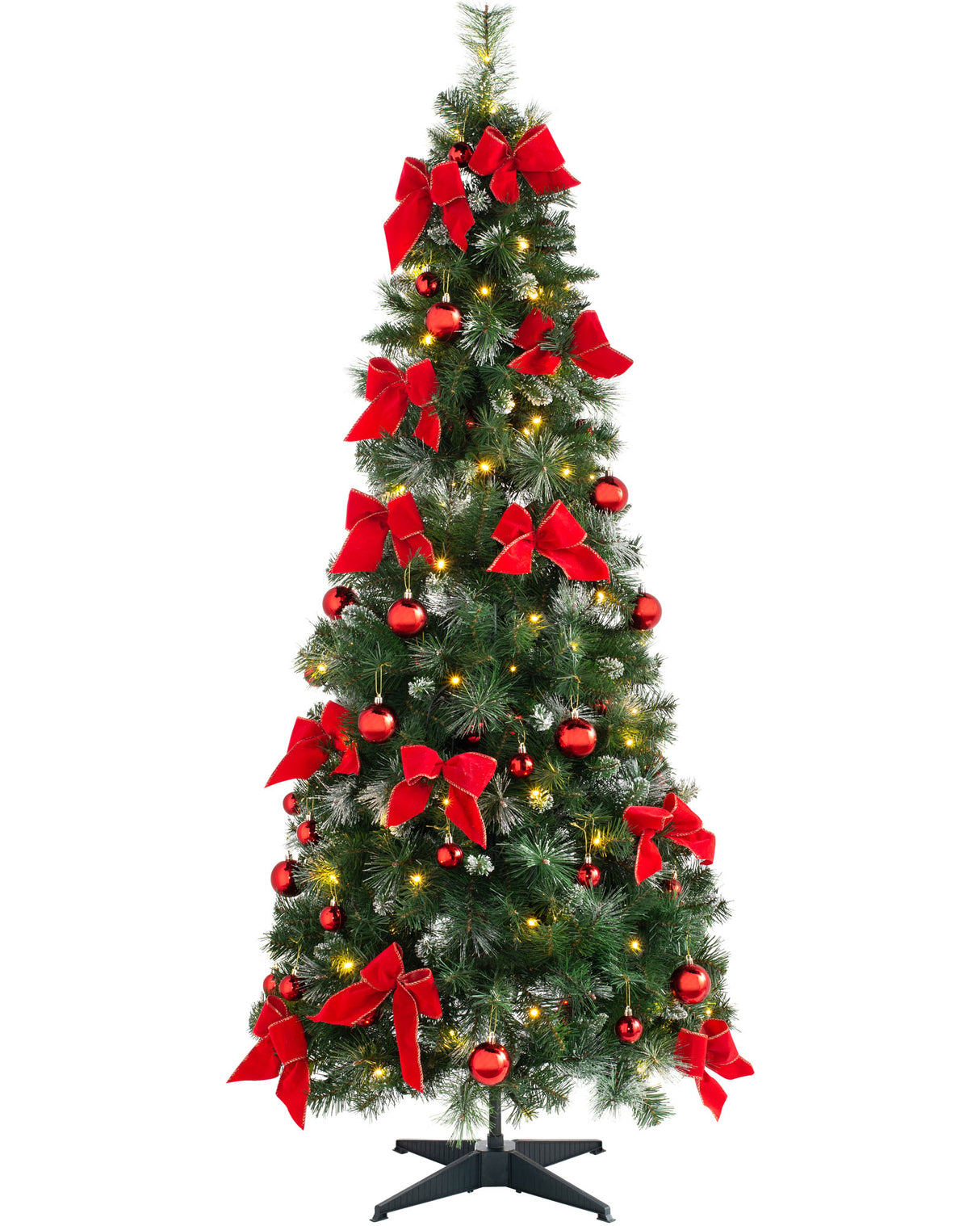 Pre-Lit Pop-Up Decorated Christmas Tree, Red, 6 ft