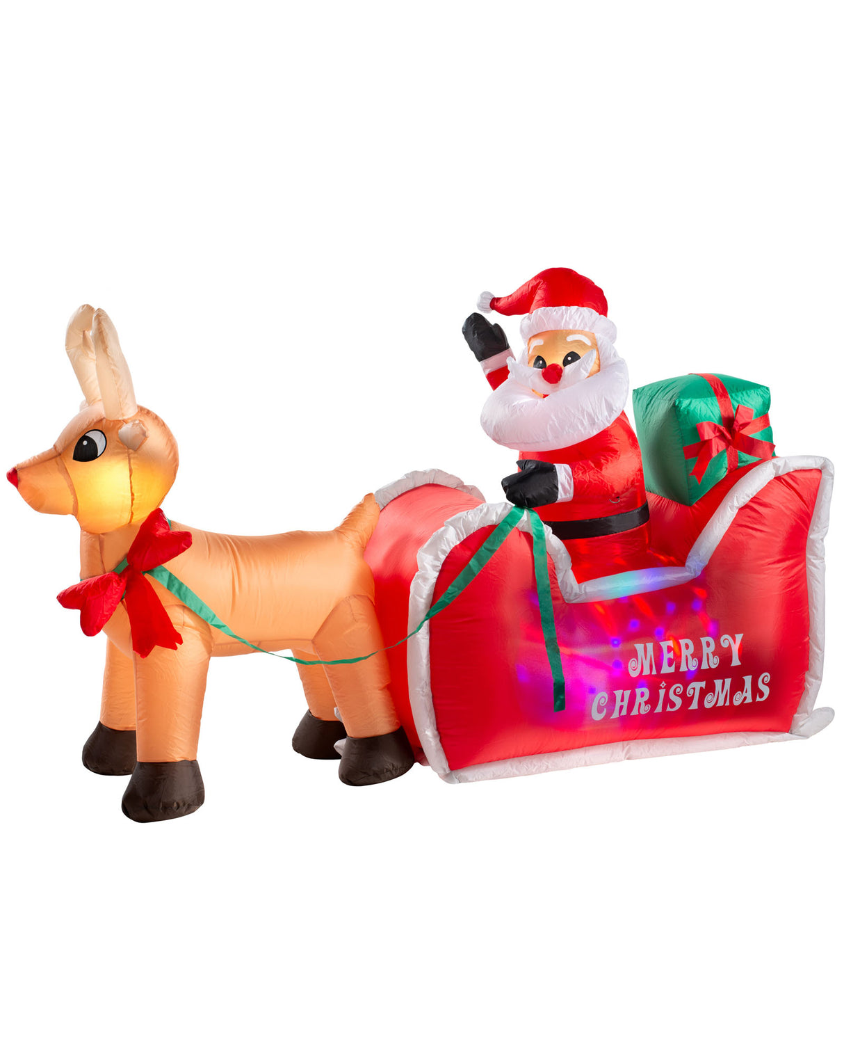 Pre-Lit Inflatable Animated Santa with Sleigh, 6 ft