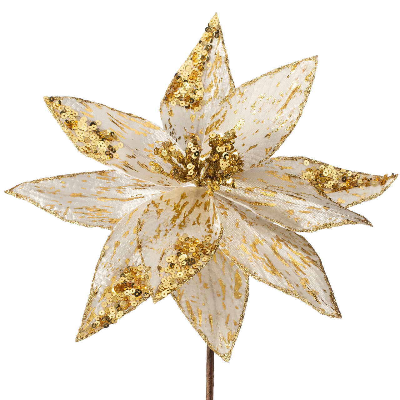 Artificial Poinsettia Flower, Gold, 28 cm