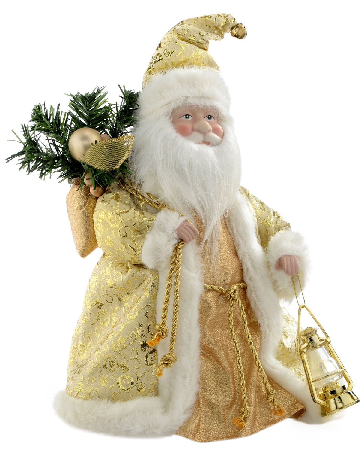 Father Christmas Tree Topper, Cream/Gold, 30 cm