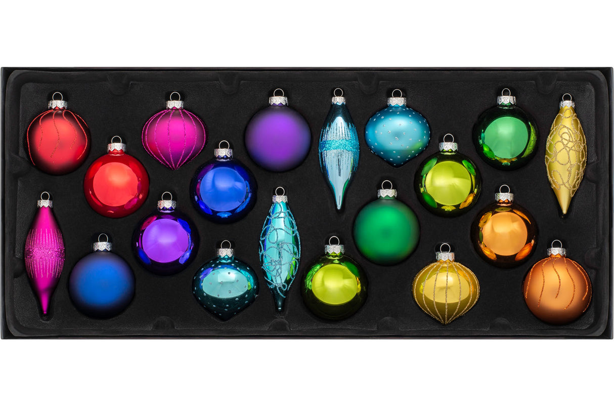 Rainbow Glass Baubles, 20 Pack