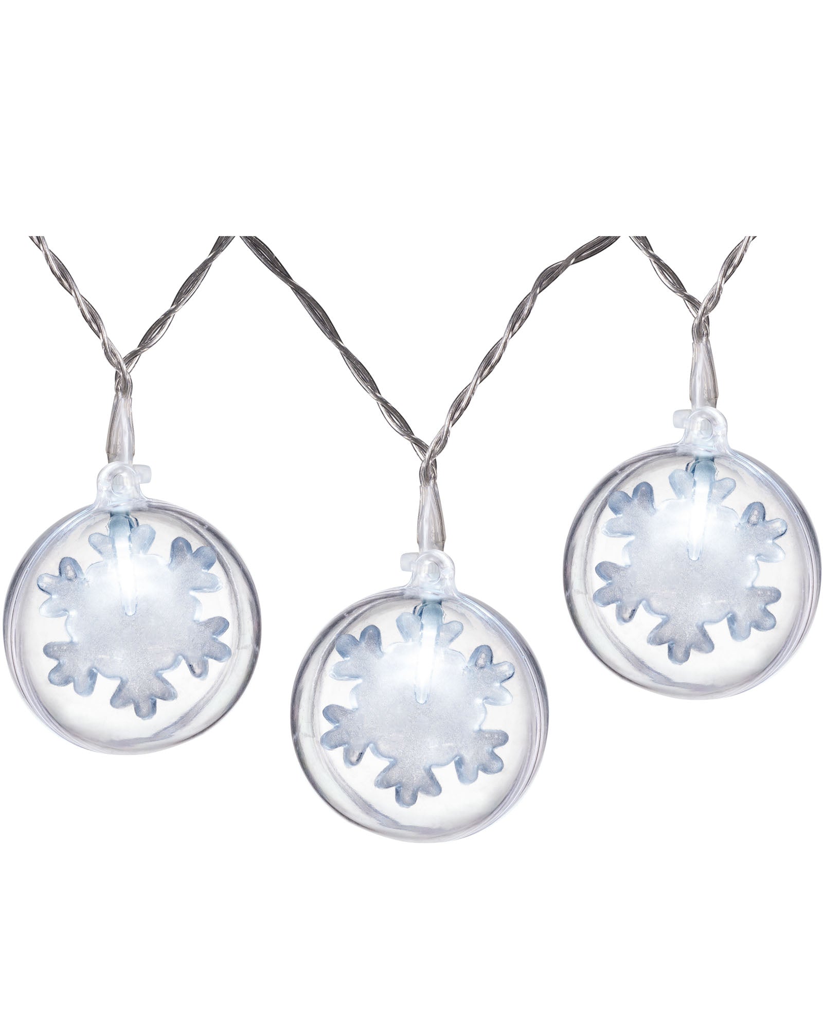 10 Snowflake Bauble LED String Lights, White, 1.8 m