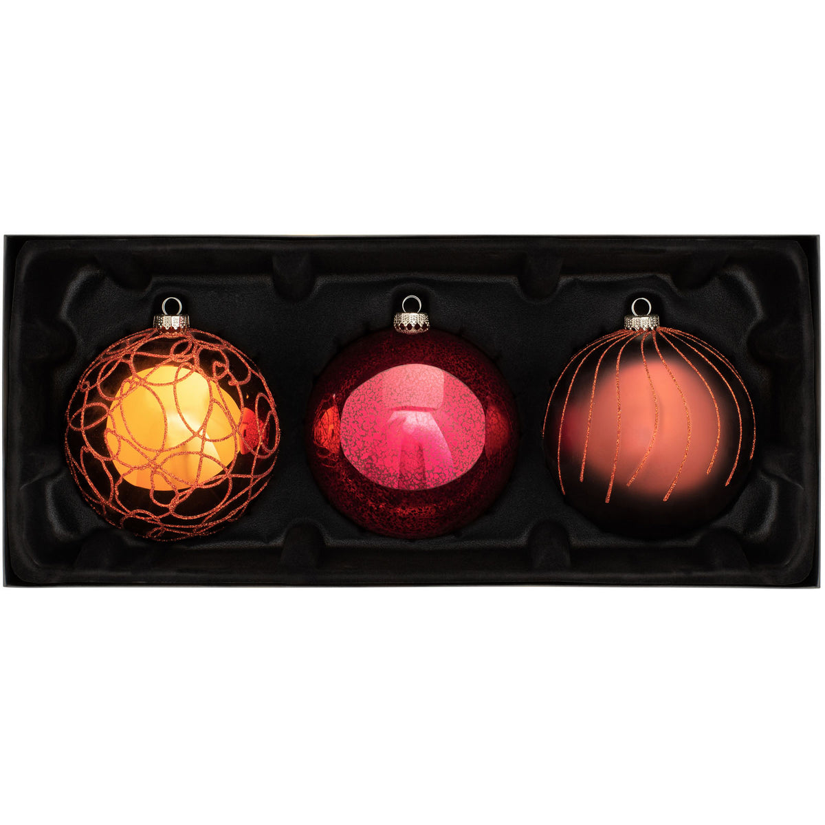 3 Jewelled Glass Baubles, 13 cm
