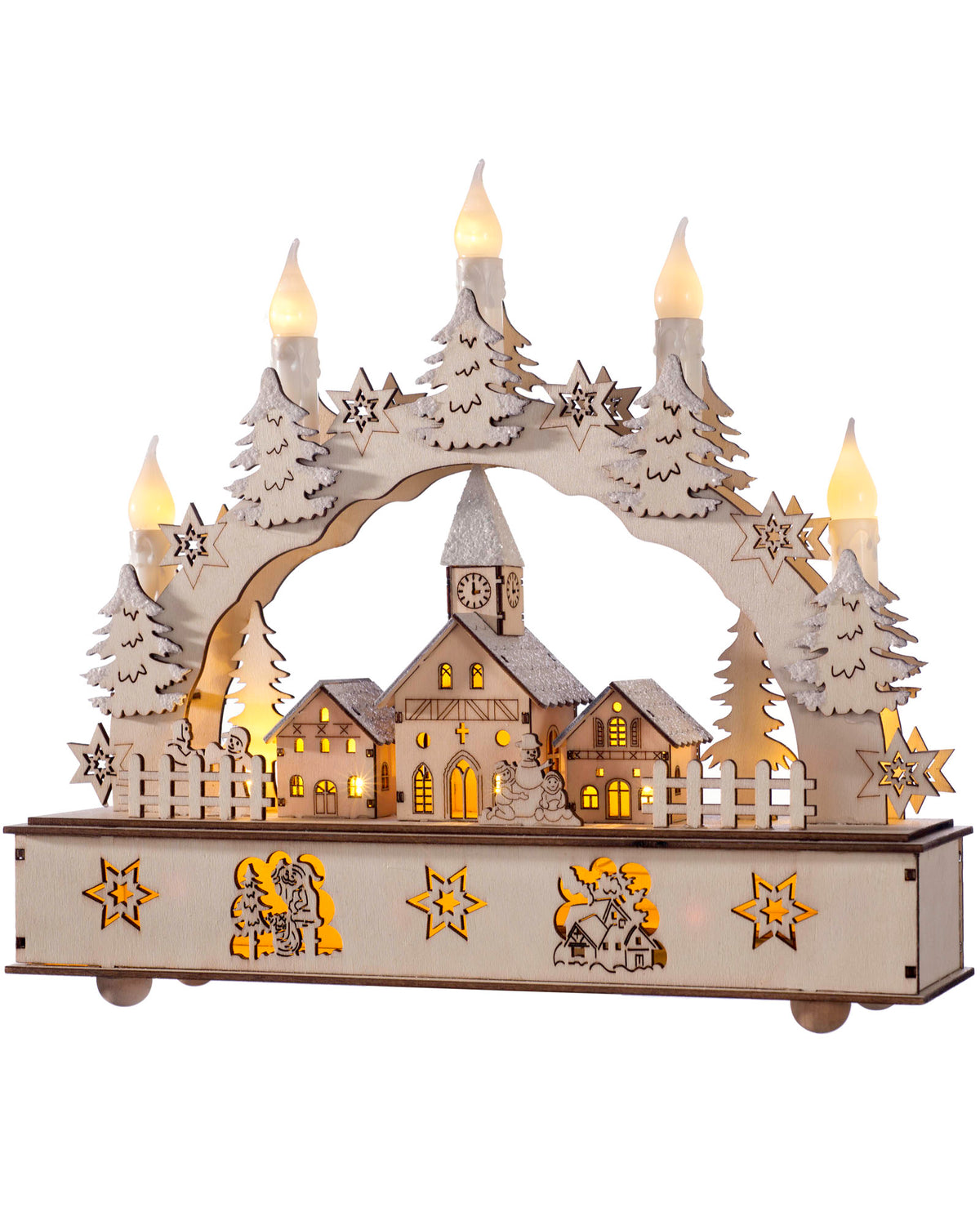 Pre-Lit Wooden Candle Bridge