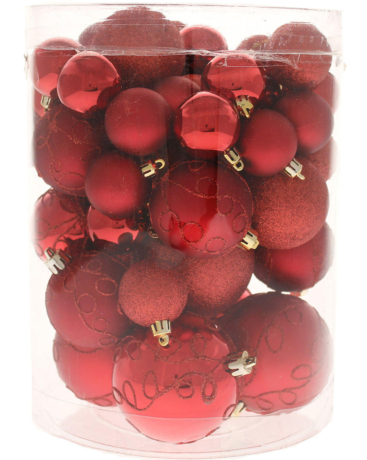 Red Shatterproof Baubles, 50 Pack