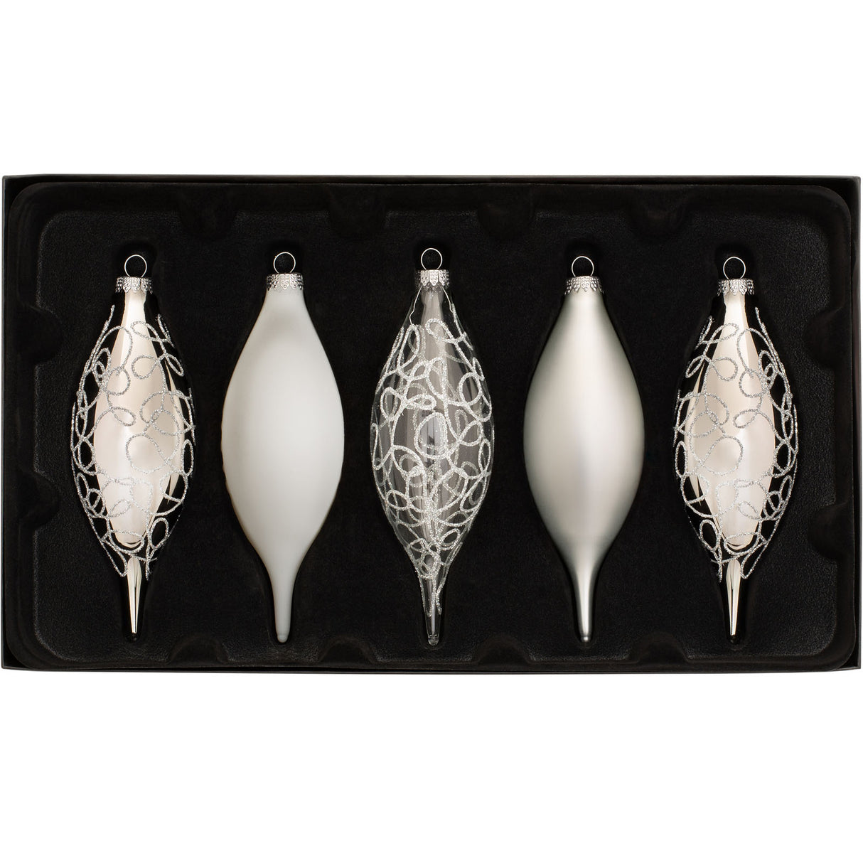 Moonbeam Glass Baubles, 5 Pack, 15 cm